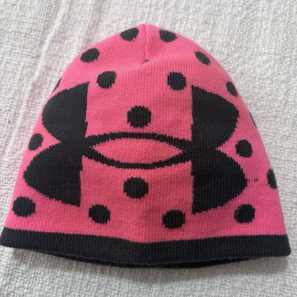 UNDER ARMOUR UA MEDIUM YOUTH‎ 4-7 BEANIE PINK GRAY HAT COLD GEAR CAP Neon Warm